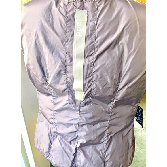 ADD Lavender Purple Goose Down Fitted Puffer Vest Side Slit Zipped Pockets SZ 2 - Picture 5 of 7